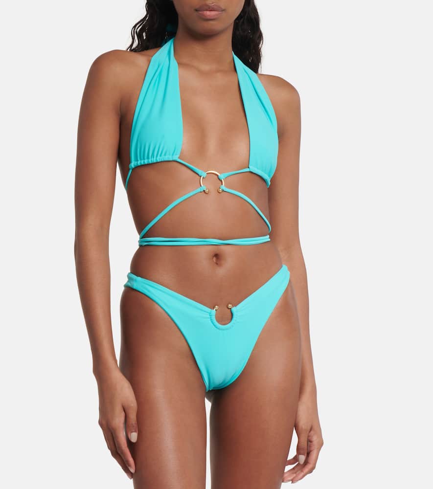 Pierced wrap bikini top