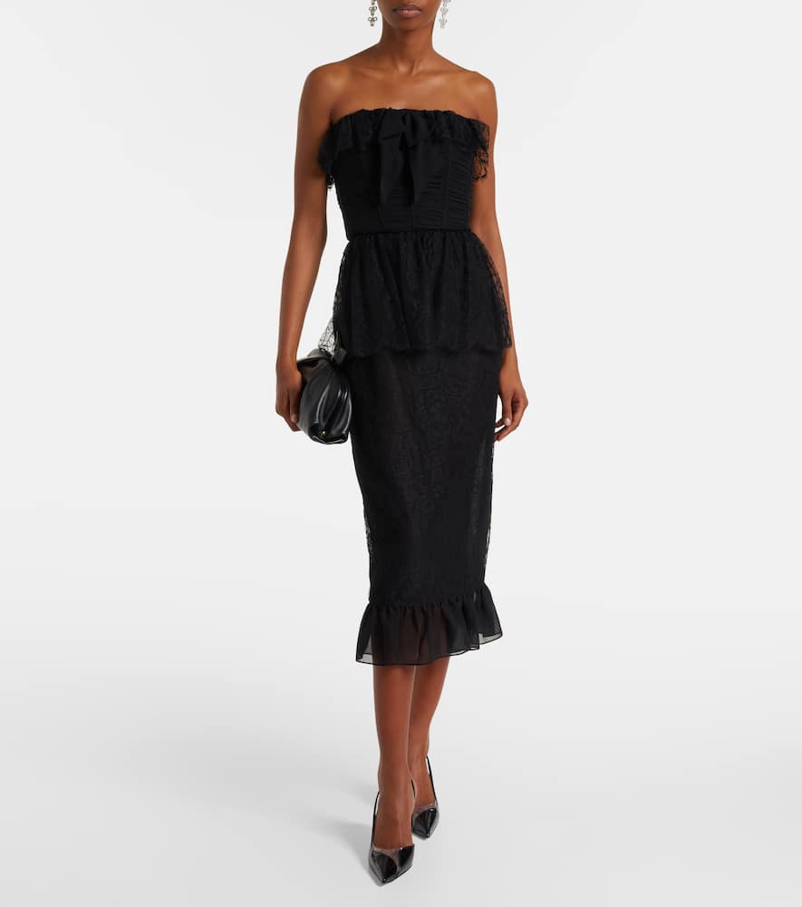 Lace and silk georgette bustier dress