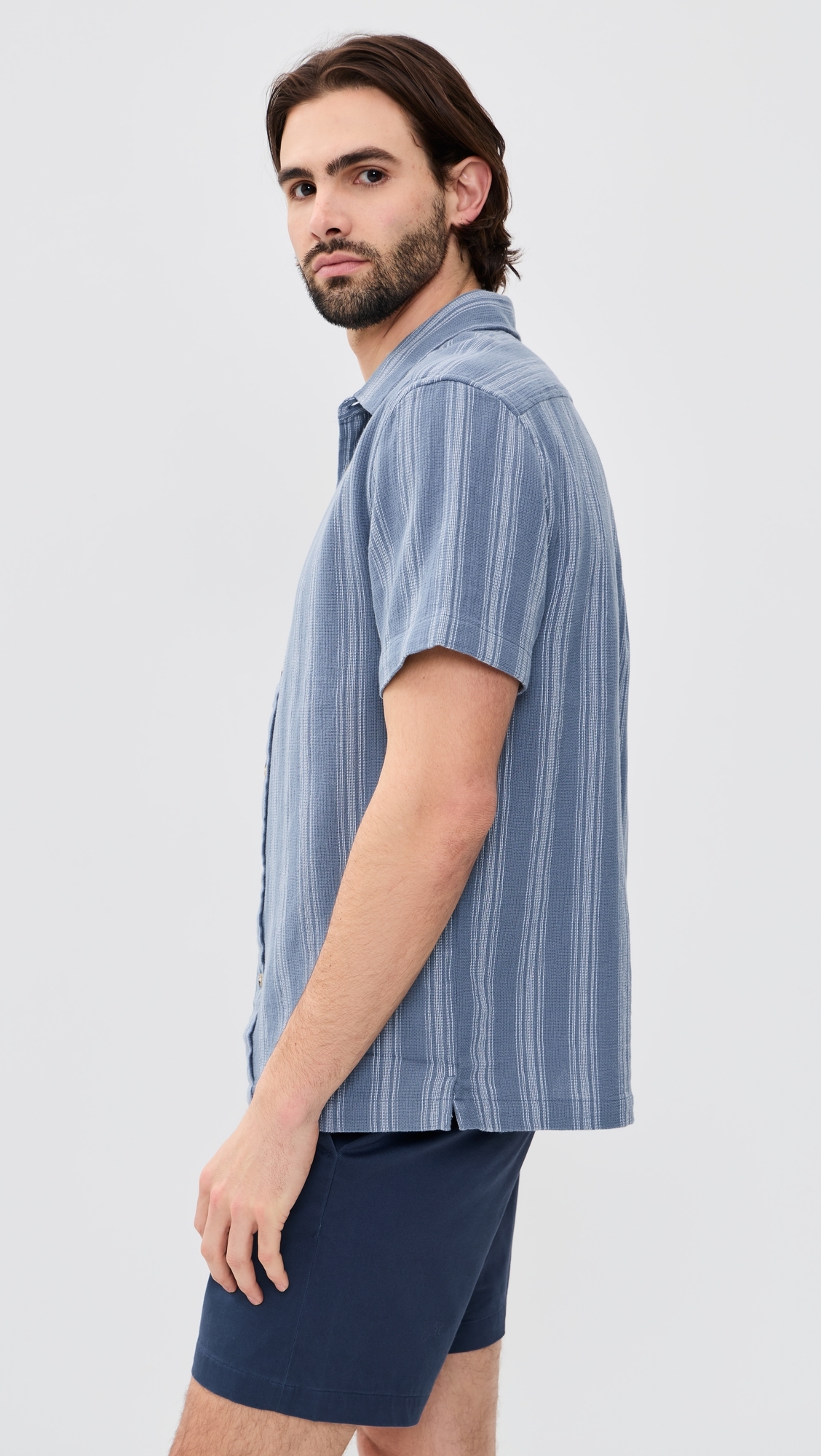 Oasis Textured Shirt Maritime Stripe