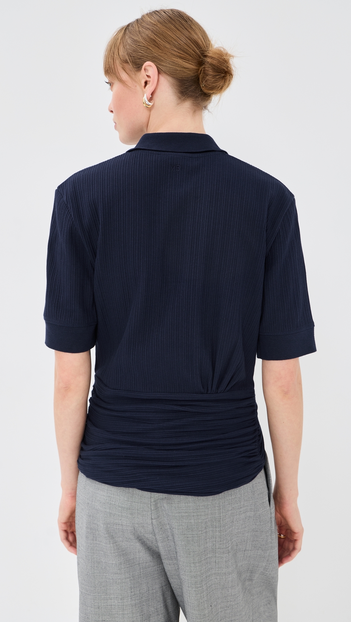 Twist Detail Polo Top Navy