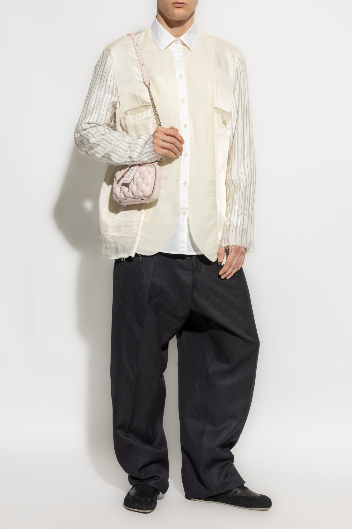 Maison Margiela Shirt Made Of Combined Materials, Men's, Cream