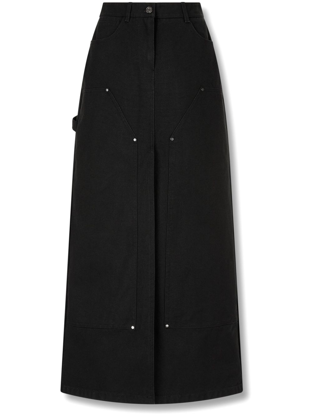 Cotton seam-detail maxi skirt - Black
