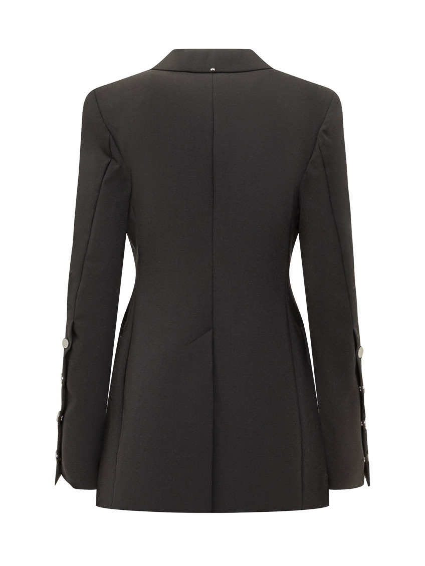 Black Solid Notched Lapel Blazer
