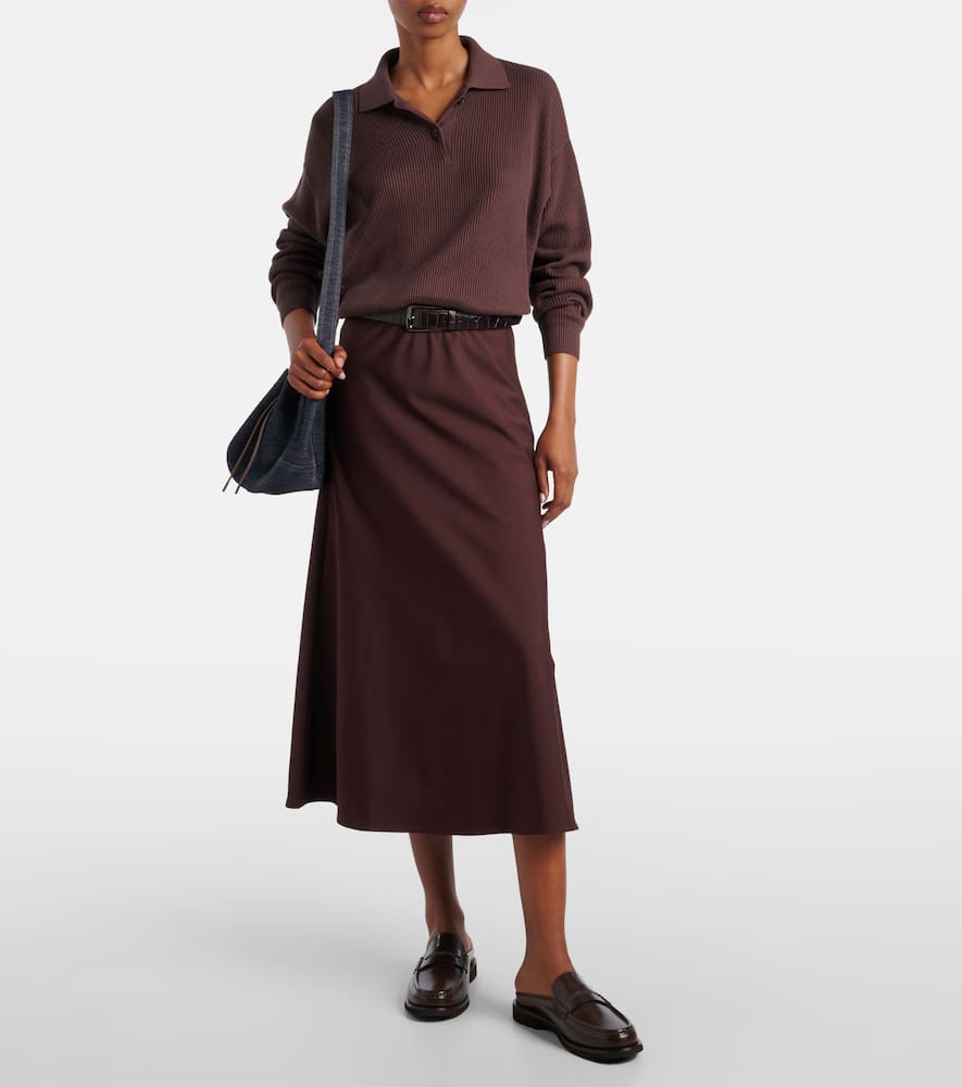 Wool-blend midi skirt