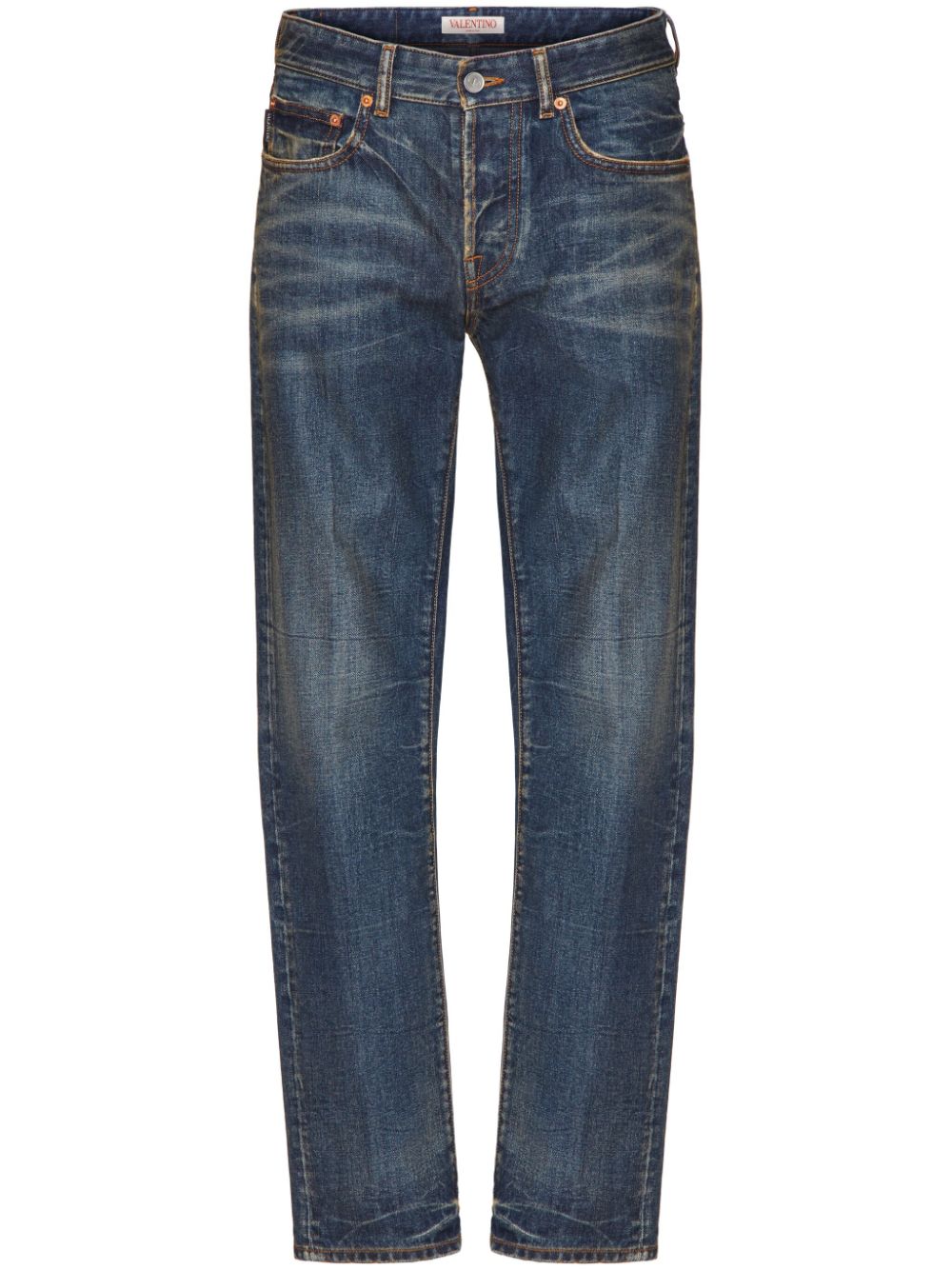 V-detail straight-leg jeans - Blue