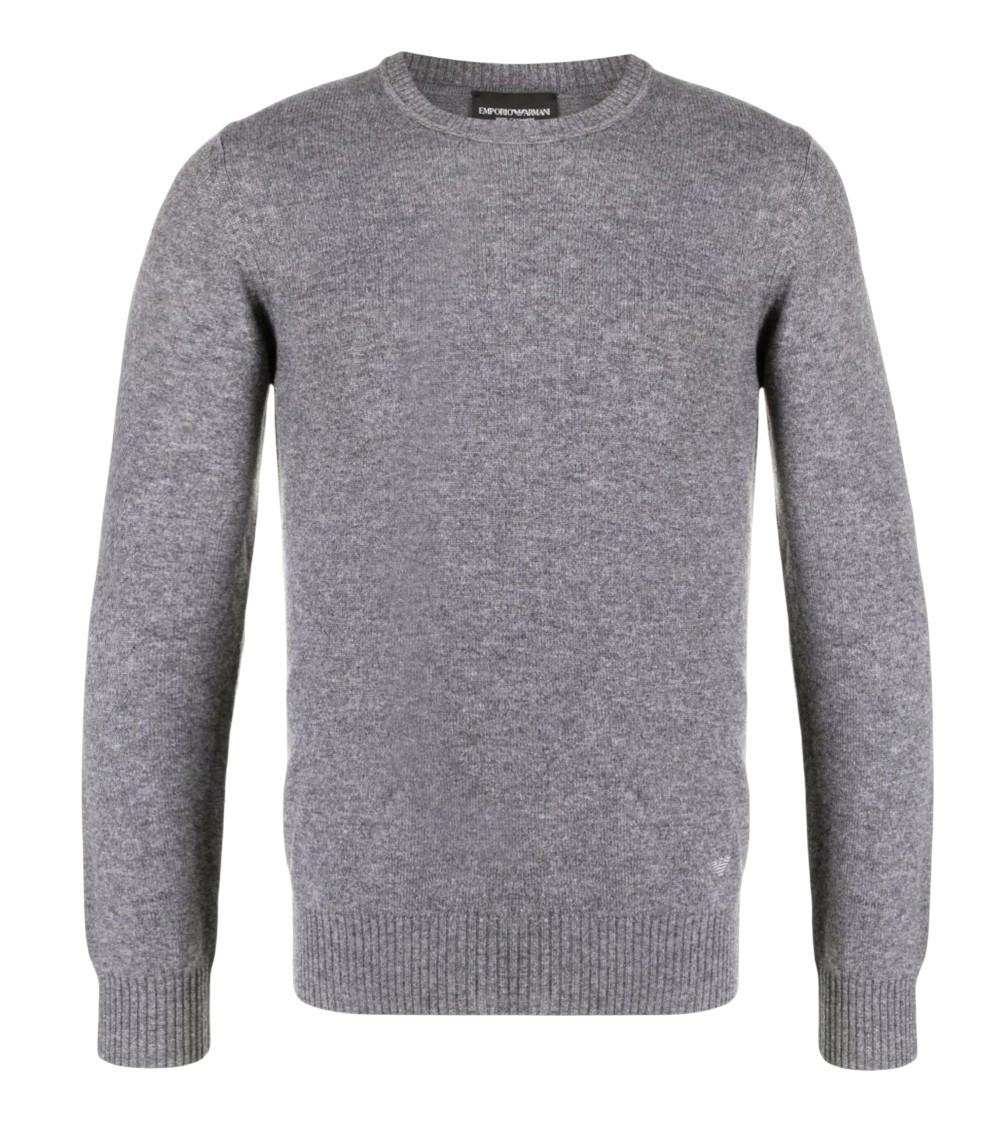 Grey Knitted Crew Neck Sweater