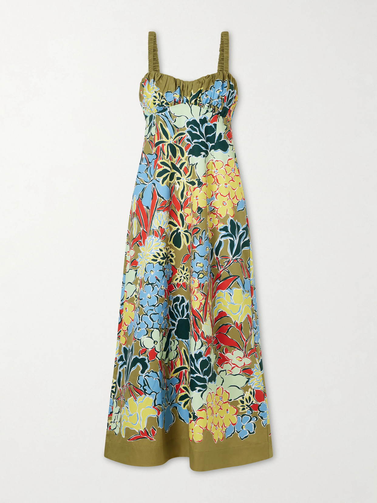 Solstice Floral-print Organic Cotton-poplin Midi Dress - Multi