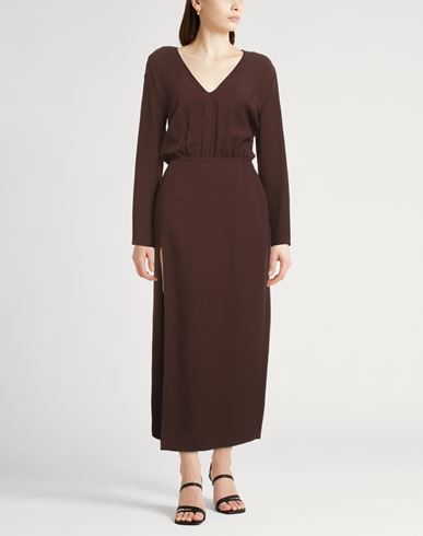 Woman Maxi dress Brown Size 4 Polyester