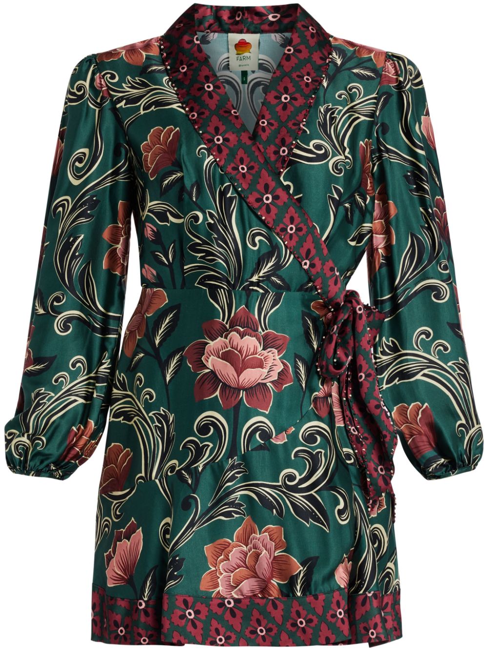 Floral-print mini dress - Green