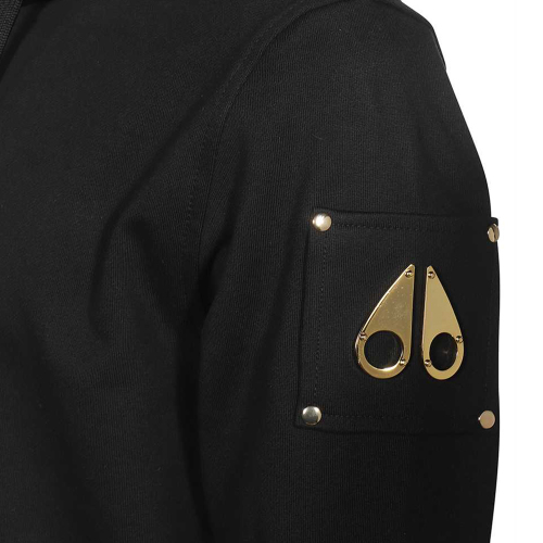 Gold-detail cotton hoodie - Black