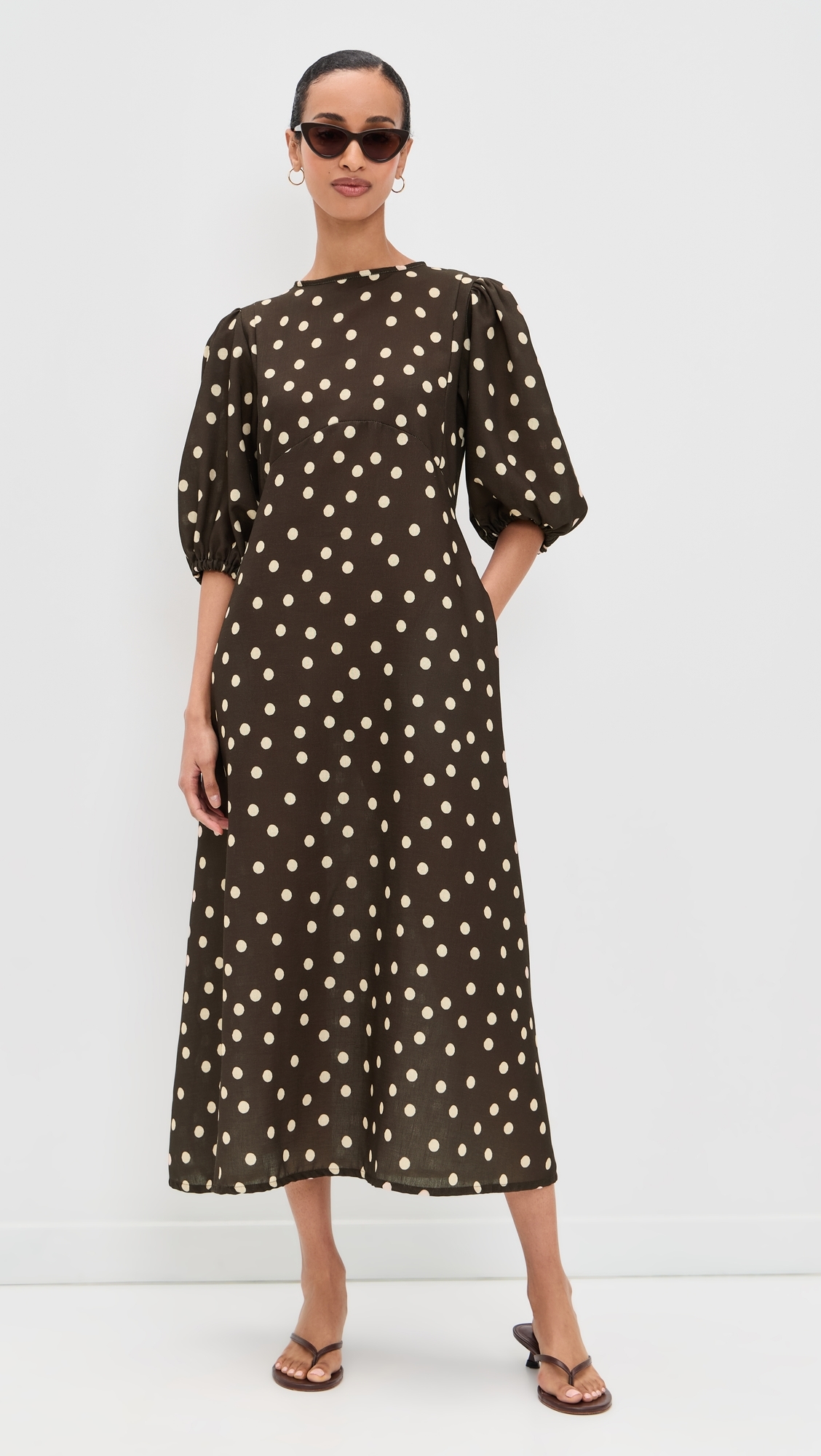 The Dawn Dress Polka Dots Brown