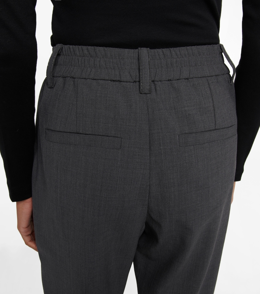 High-rise tapered wool-blend pants