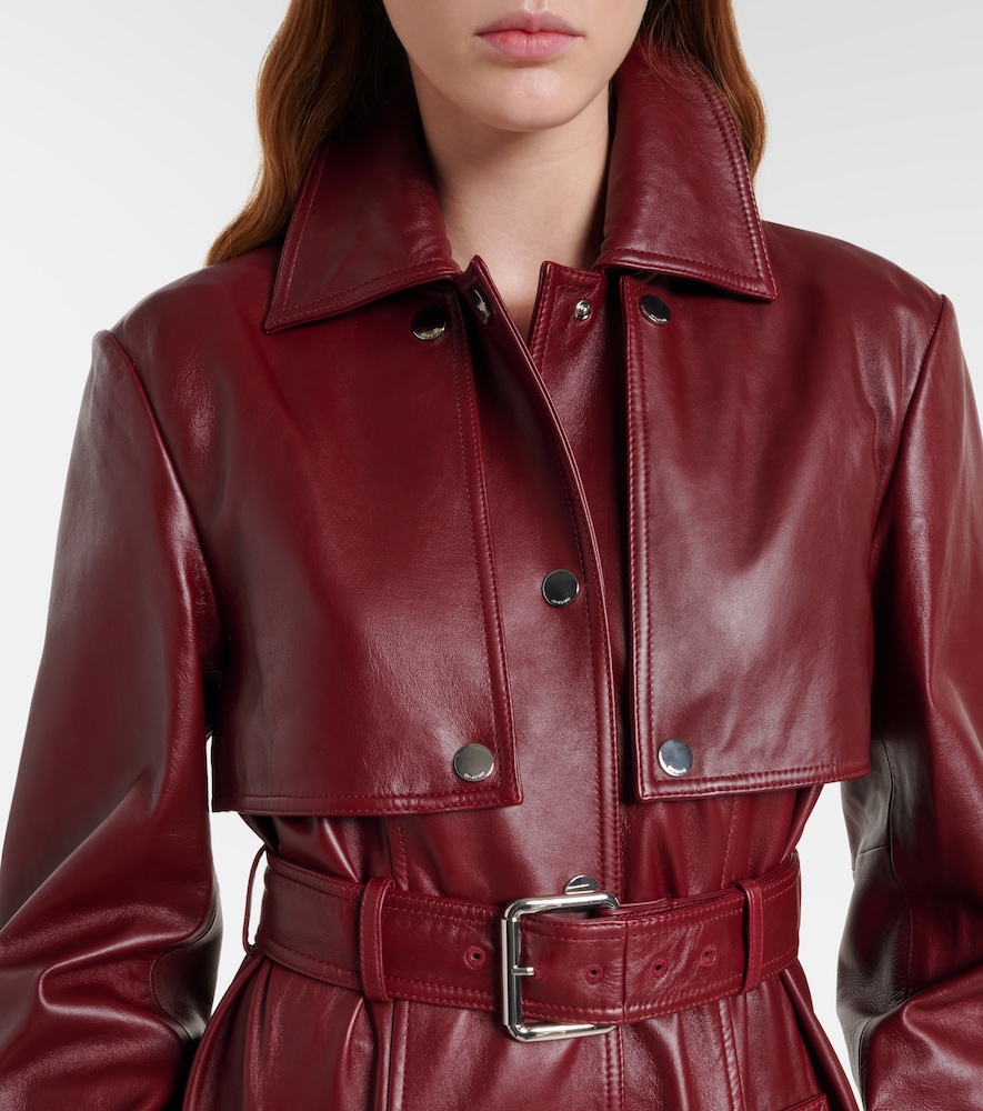 Paste leather trench coat