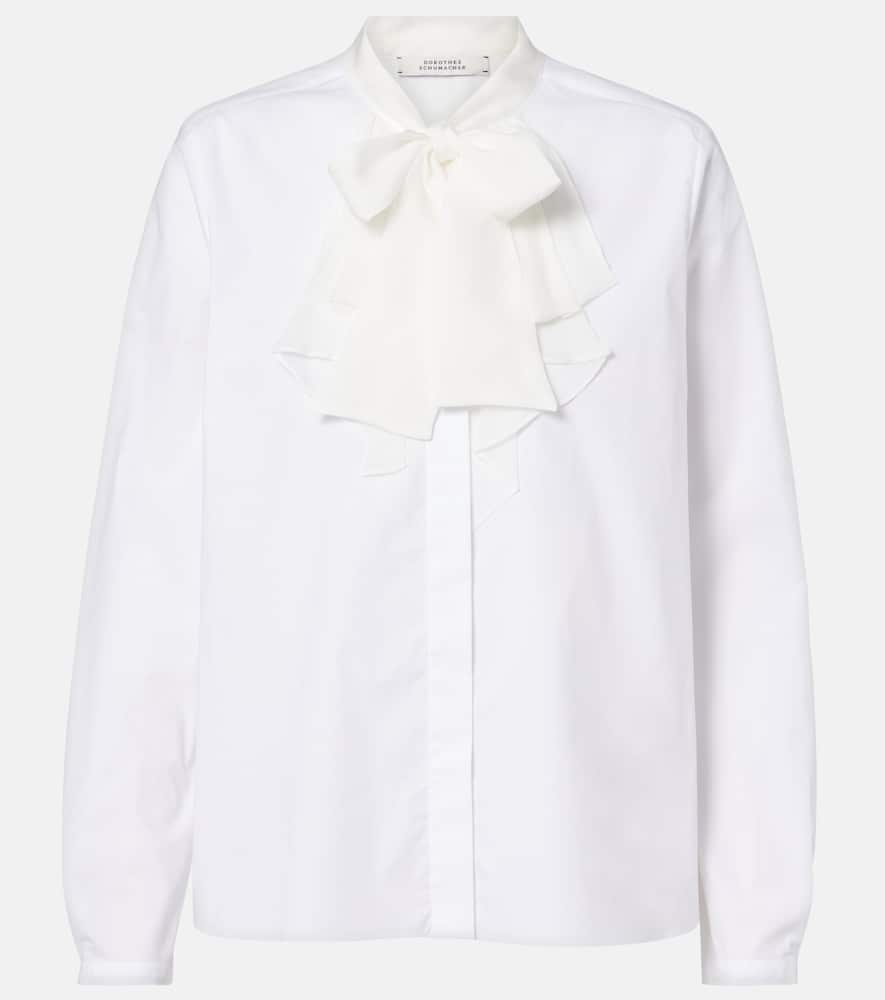 Pure Power bow-detail cotton-blend poplin shirt
