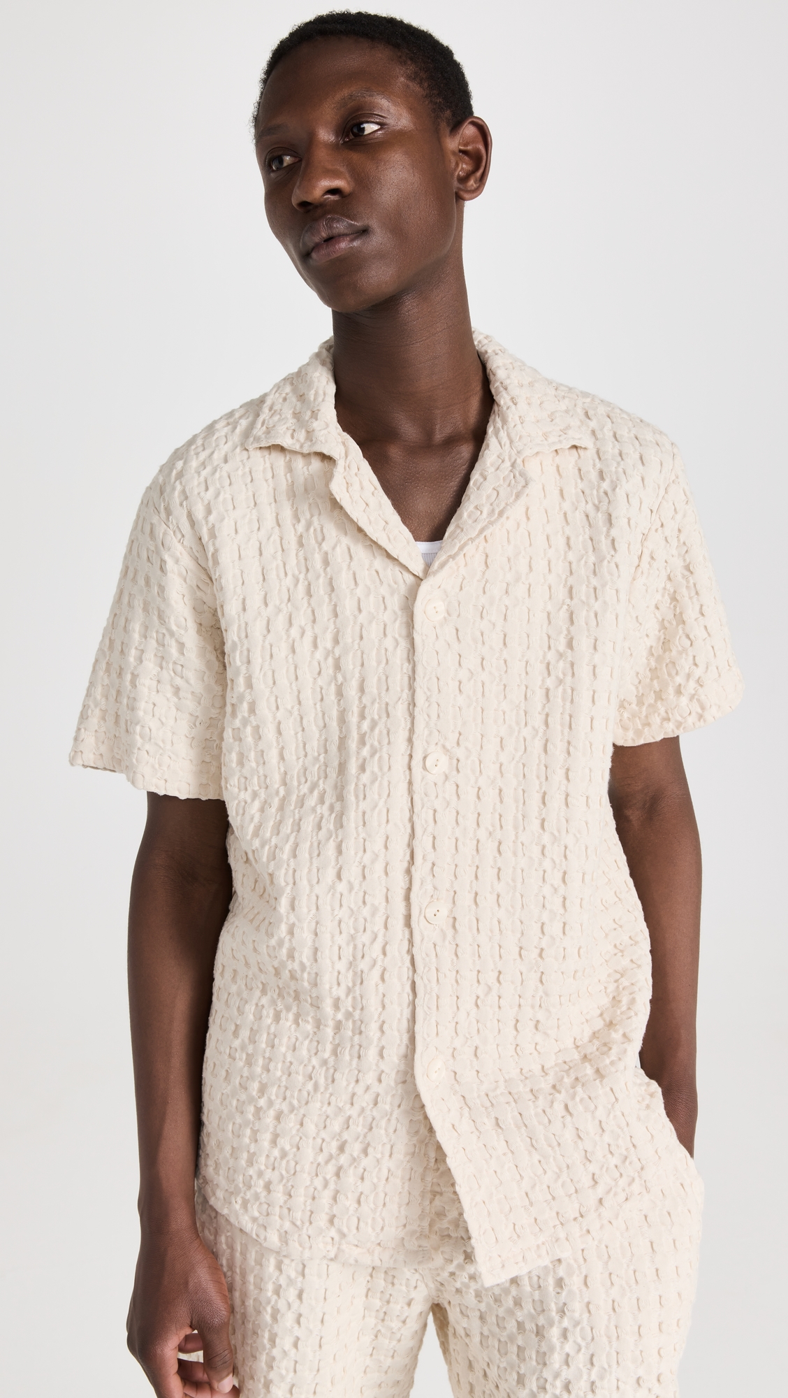 Cuba Waffle Shirt Ecru