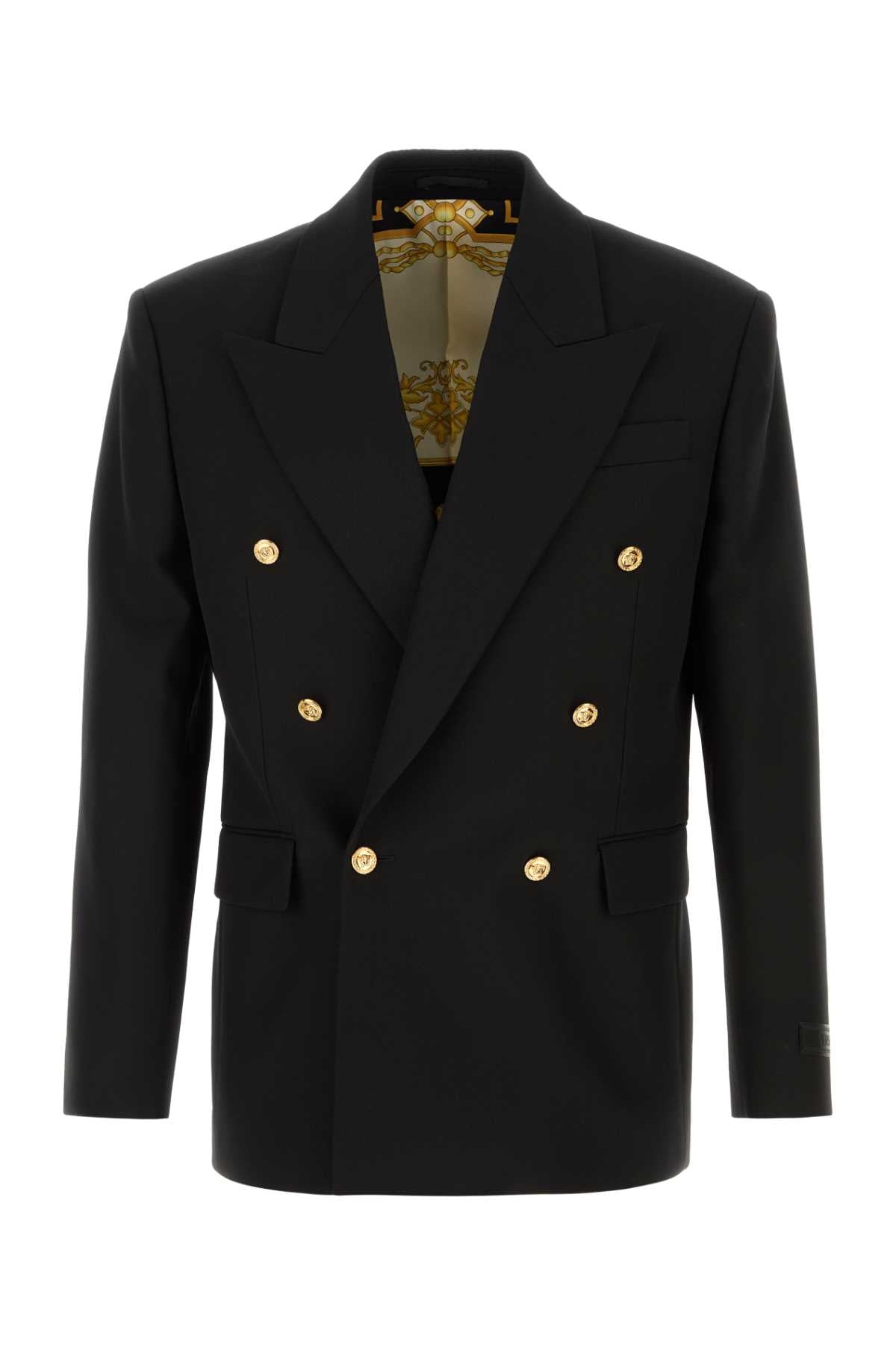 Double-Breasted Virgin Wool Blazer — Black