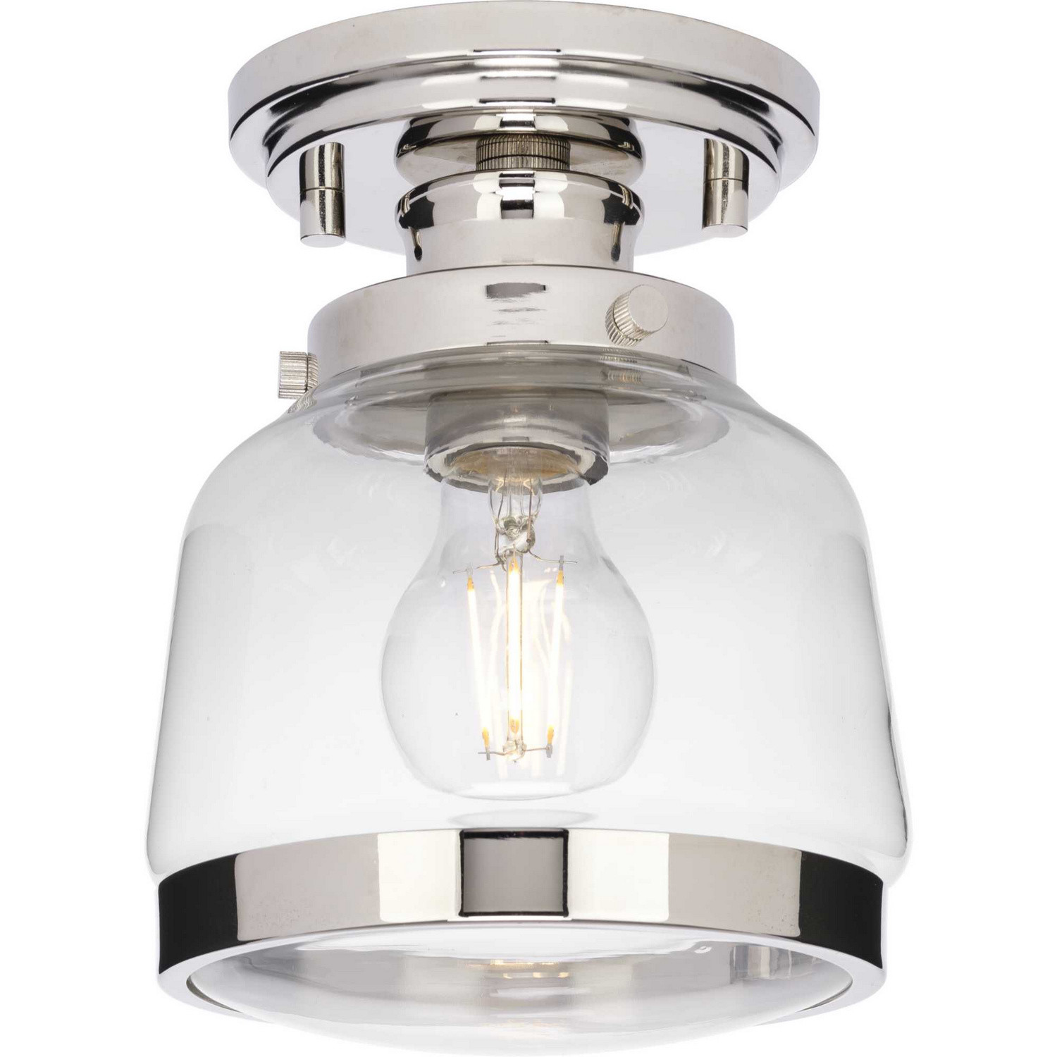 Polished Nickel One Light Semi-Flush Mount from the Judson Collection