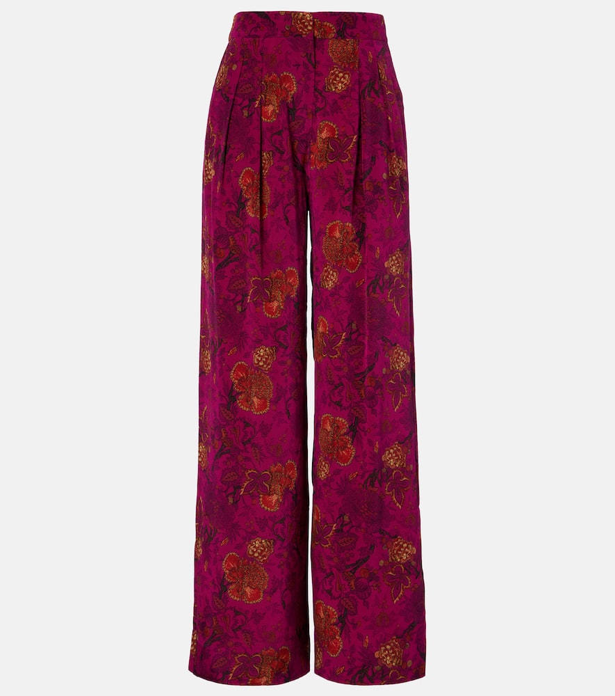 Aviva silk crêpe de chine wide-leg pants