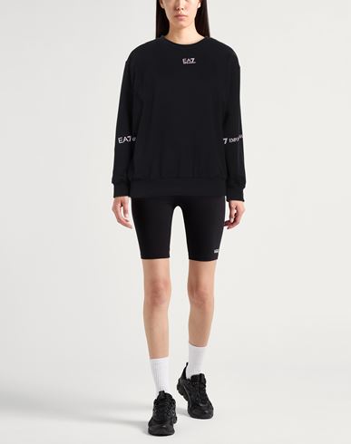 Ea7 Woman Sweatshirt Black Size M Cotton, Elastane