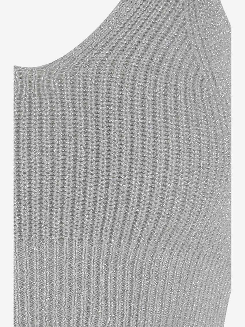 Grey Ribbed-knit Tank Top