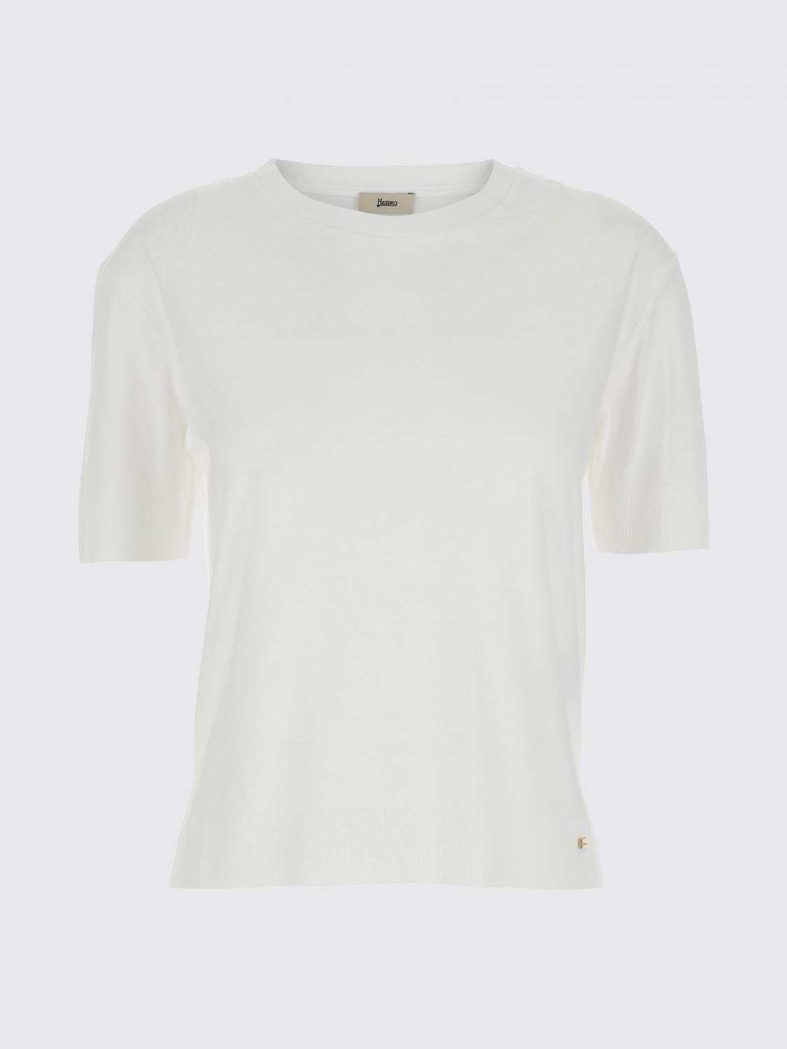 Fine-knit short-sleeved jumper - White