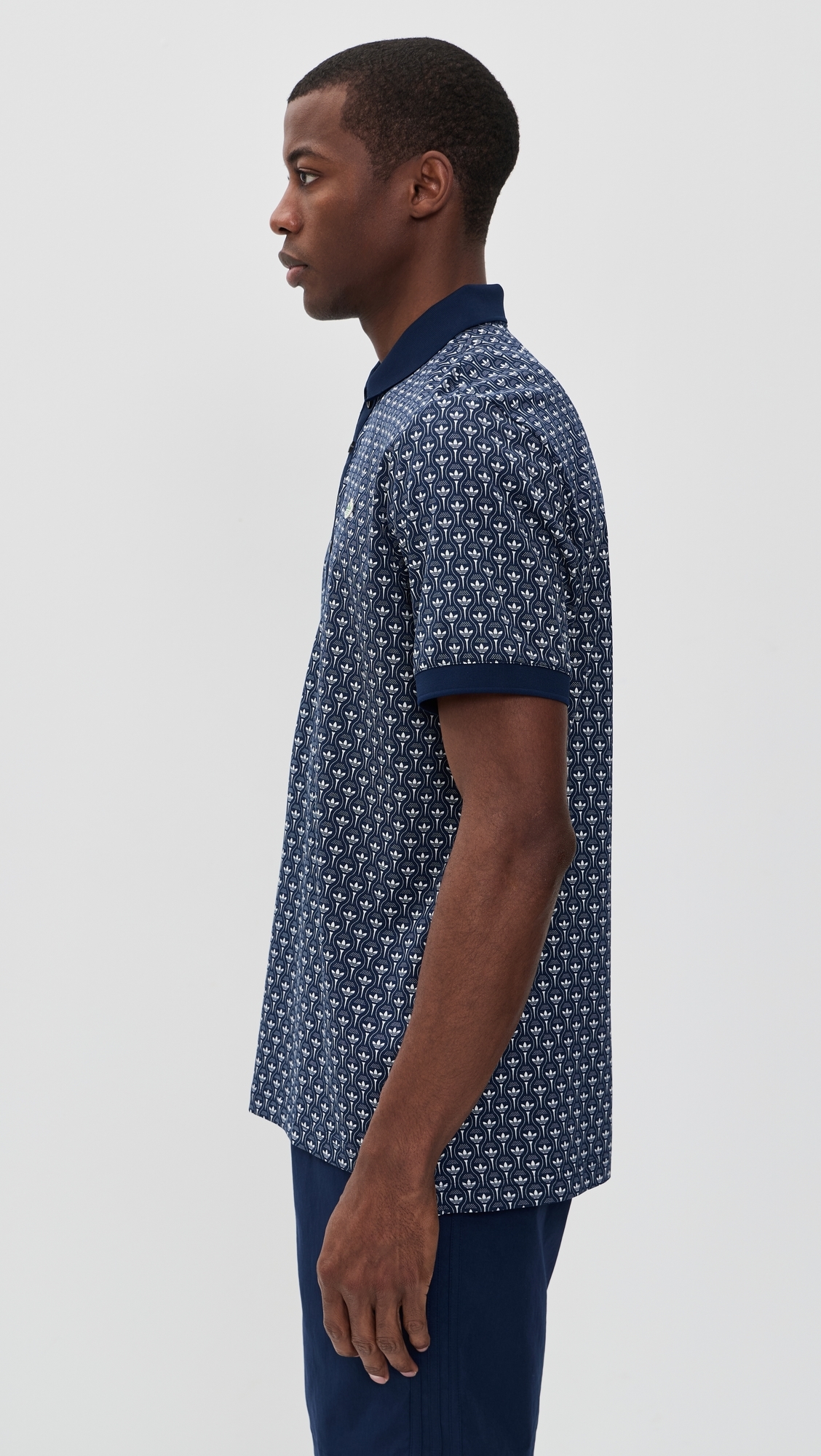 Originals All Over Trefoil Polo Night Indigo/Chalk White