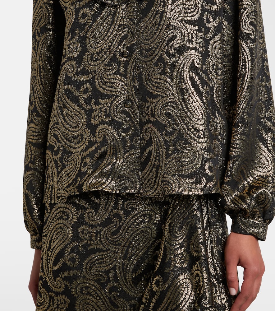 Paisley ruffled silk-blend blouse