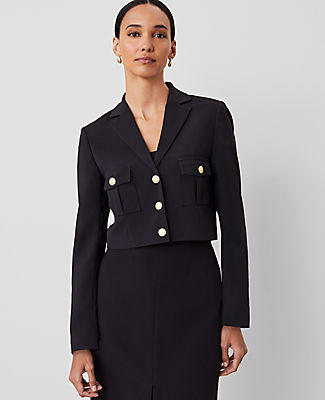 Ann Taylor The Military Blazer Jacket in Fluid Crepe