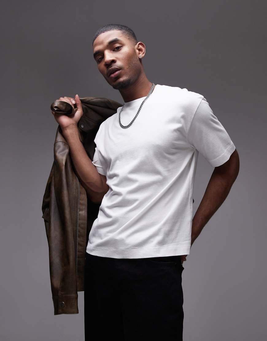 Topman oversized fit cropped t-shirt in white