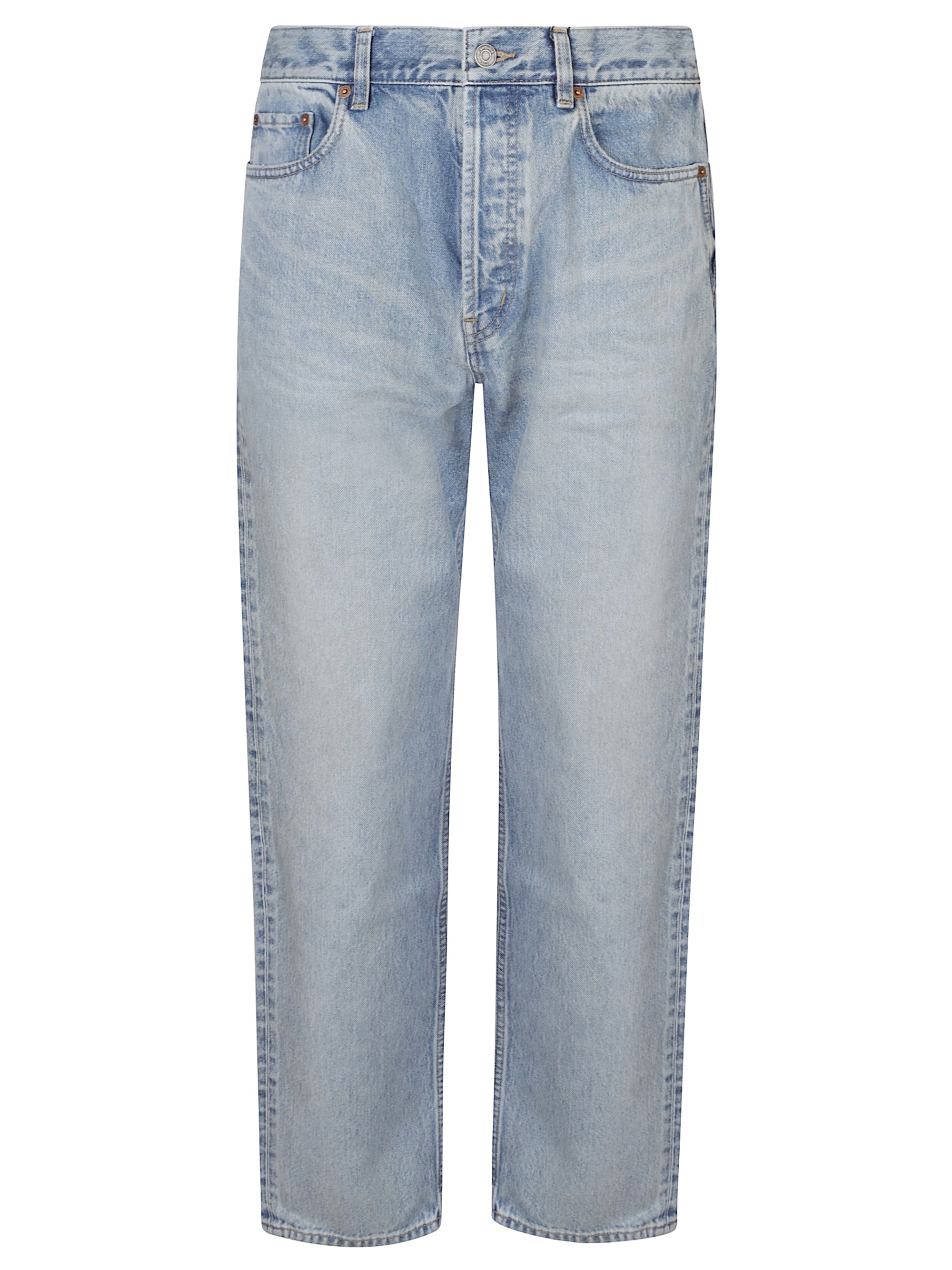 Straight-Leg Jeans with Padded Logo Patch for Men