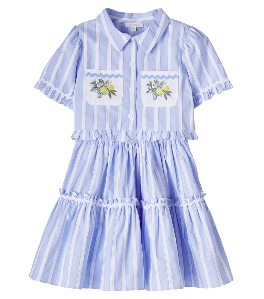 Striped cotton shirt and skirt set