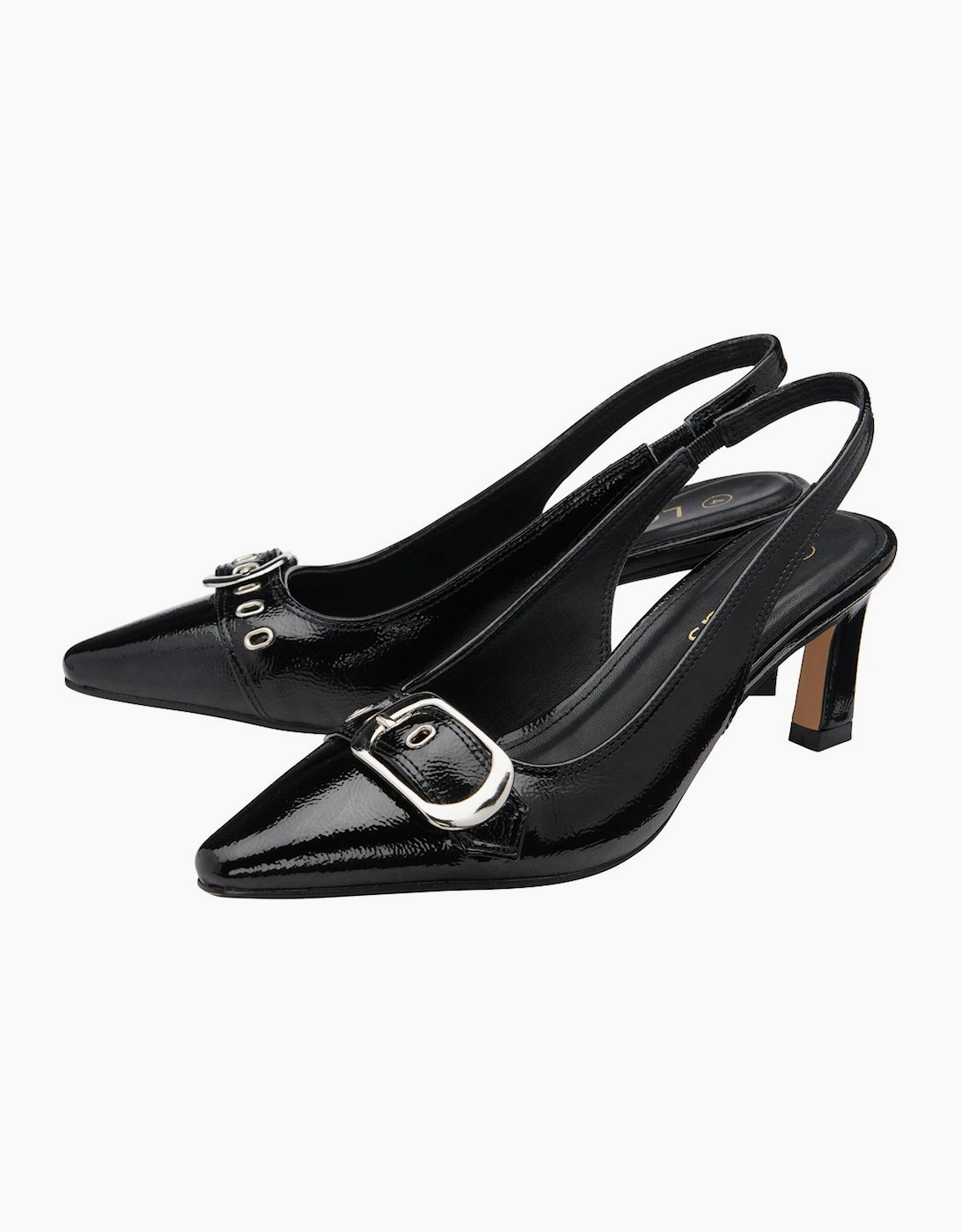 Lotus Women's Rida Womens Slingback Court Shoes - Black Patent Synth
