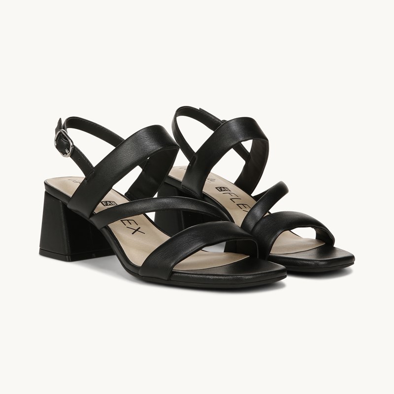 Stride Shoes Celia Strappy Sandal Black Faux Leather