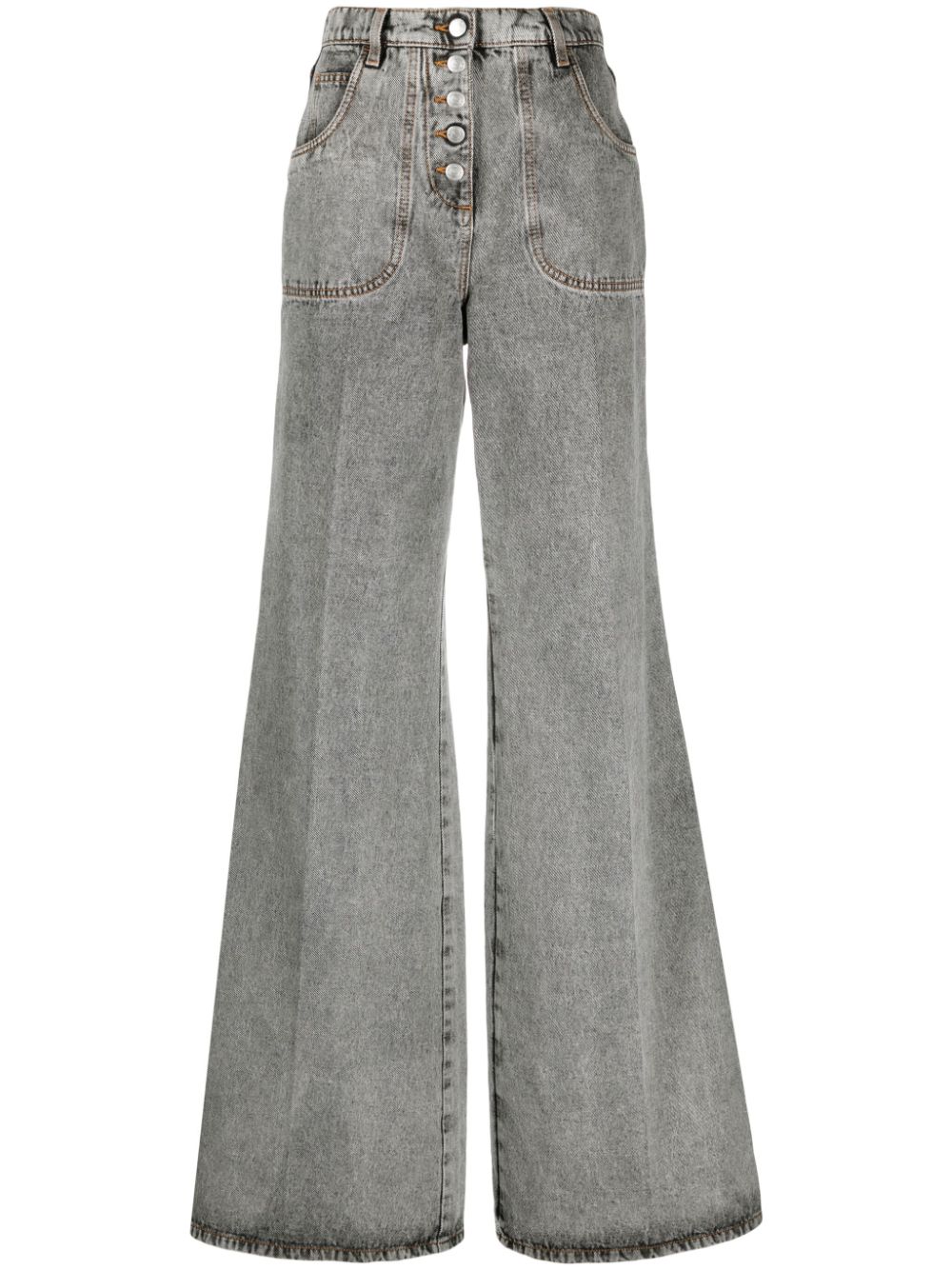 Embroidered flared jeans - GRIGIO