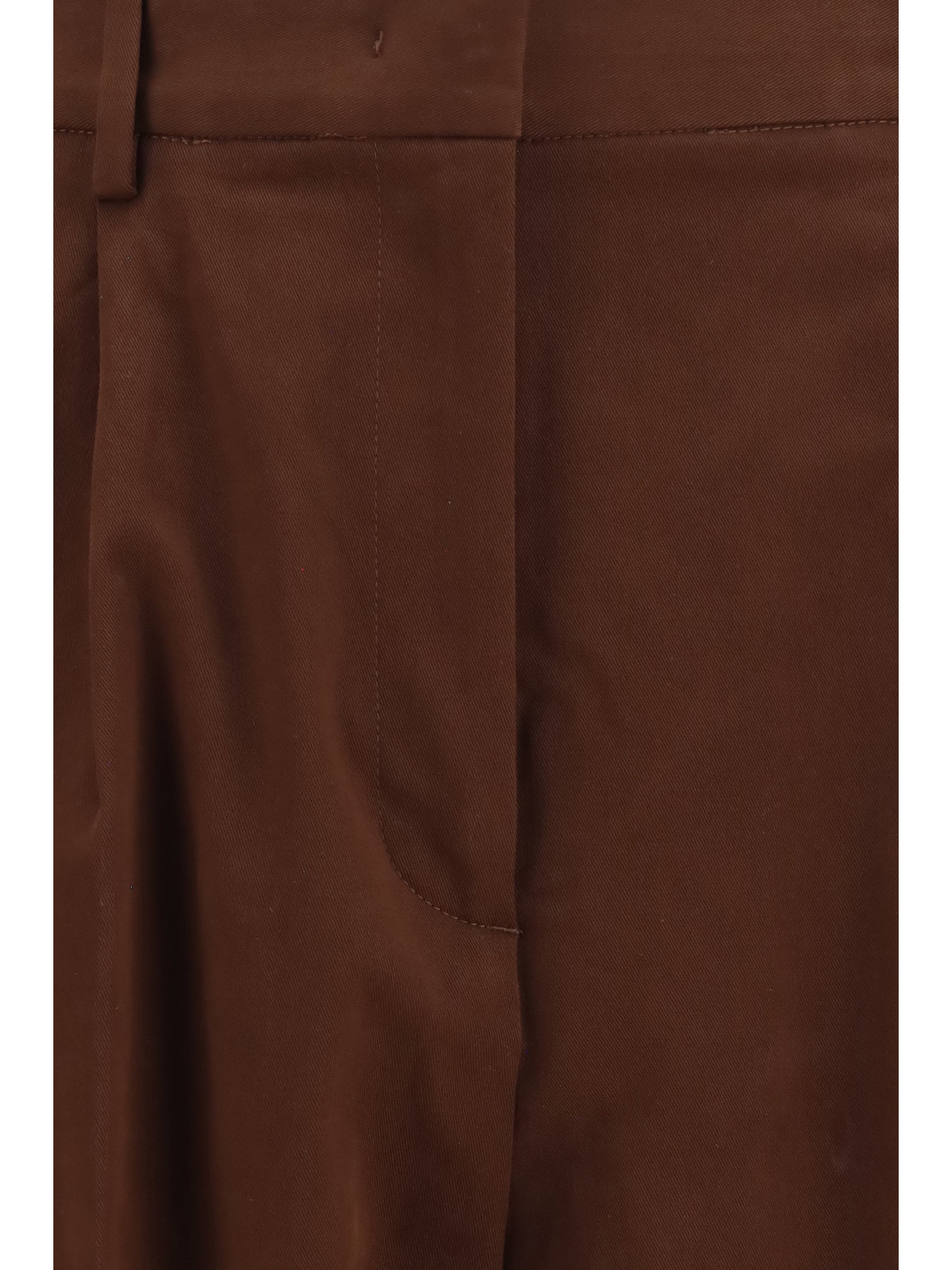 Wool-Blend Elasticated-Waist Cotton Trousers — Brown