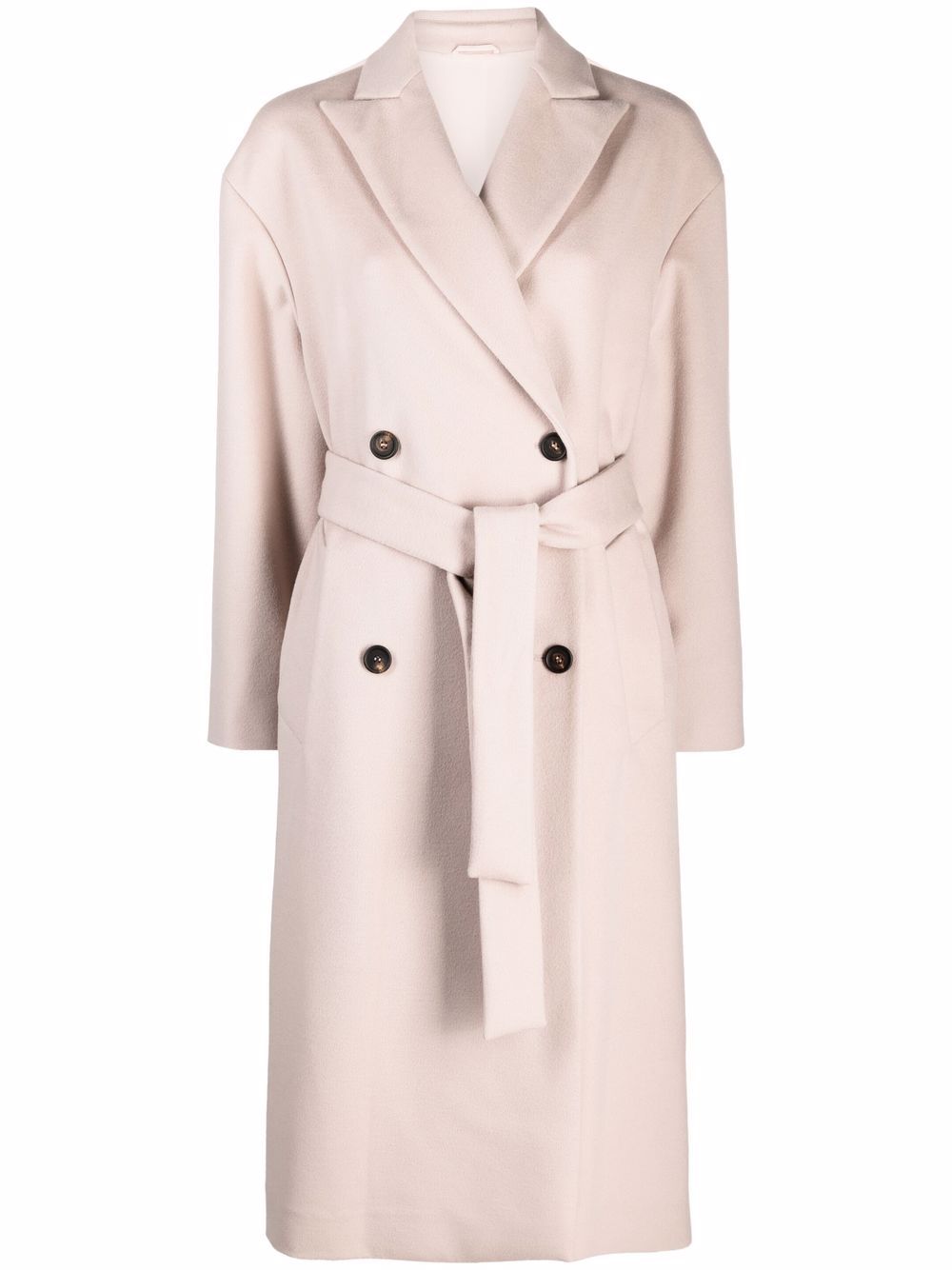 Double-breasted wool-cashmere blend coat - Pink
