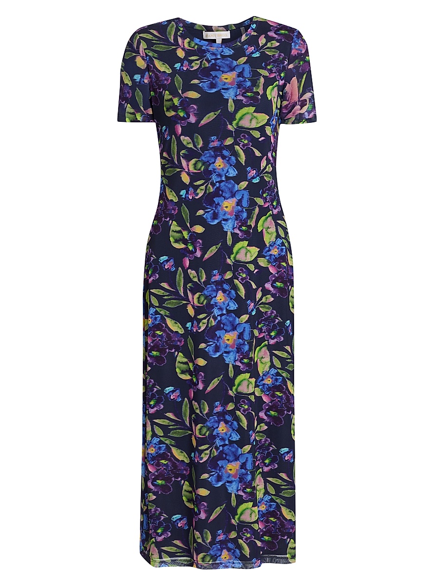 Women's Kamila Painted Floral Midi-Dress - Navy Floral Mesh