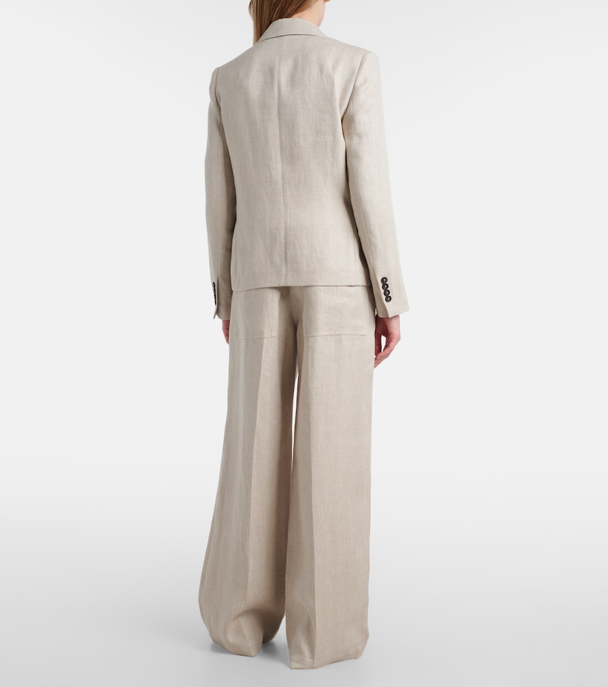 Linen and cotton wide-leg pants