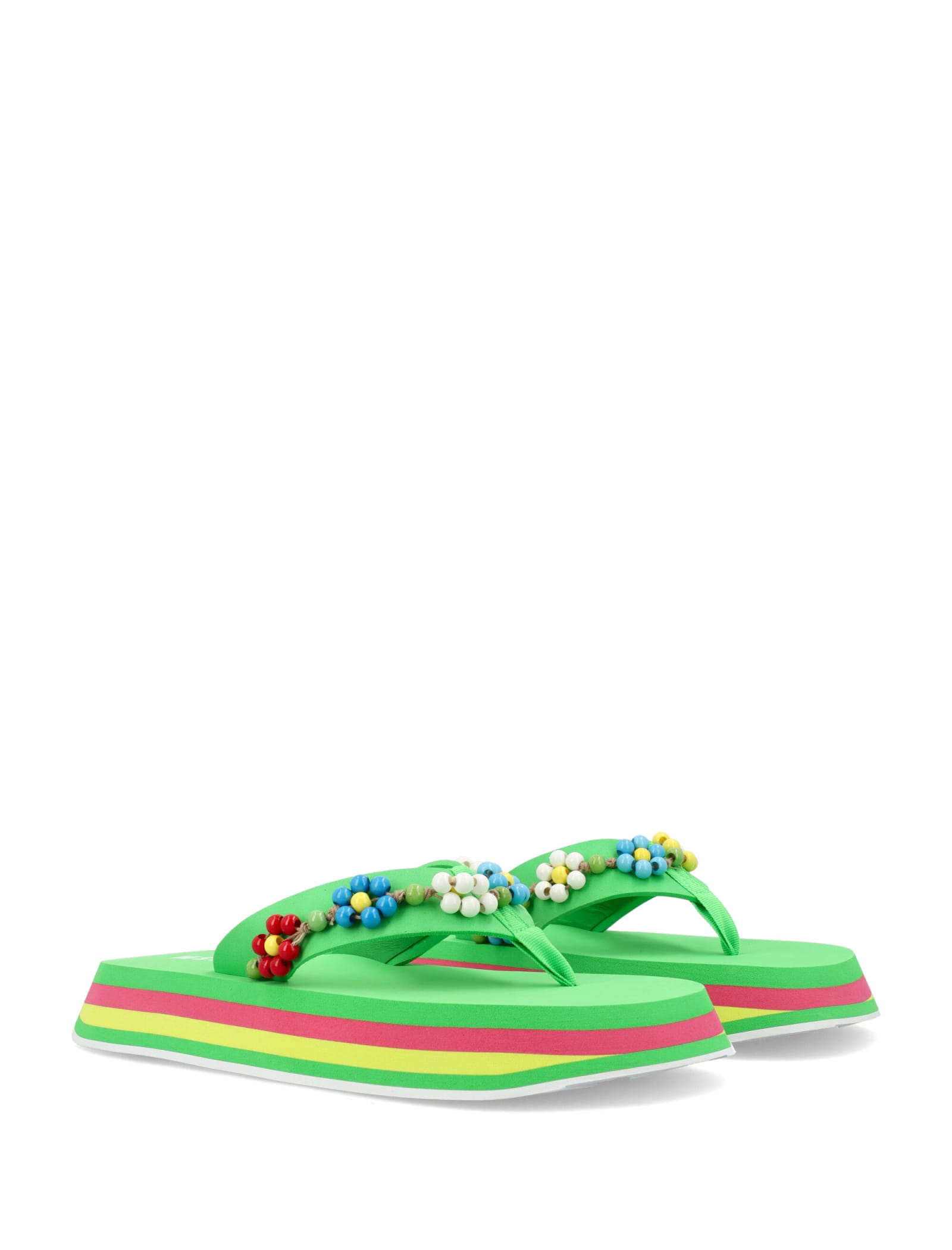 Bead-embellished flip flops