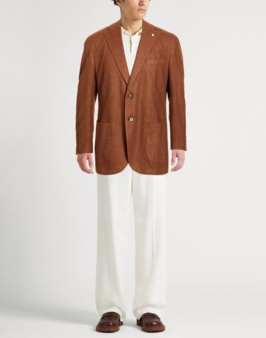 L. b.m. 1911 Man Blazer Brown Size 46 Virgin Wool, Polyester