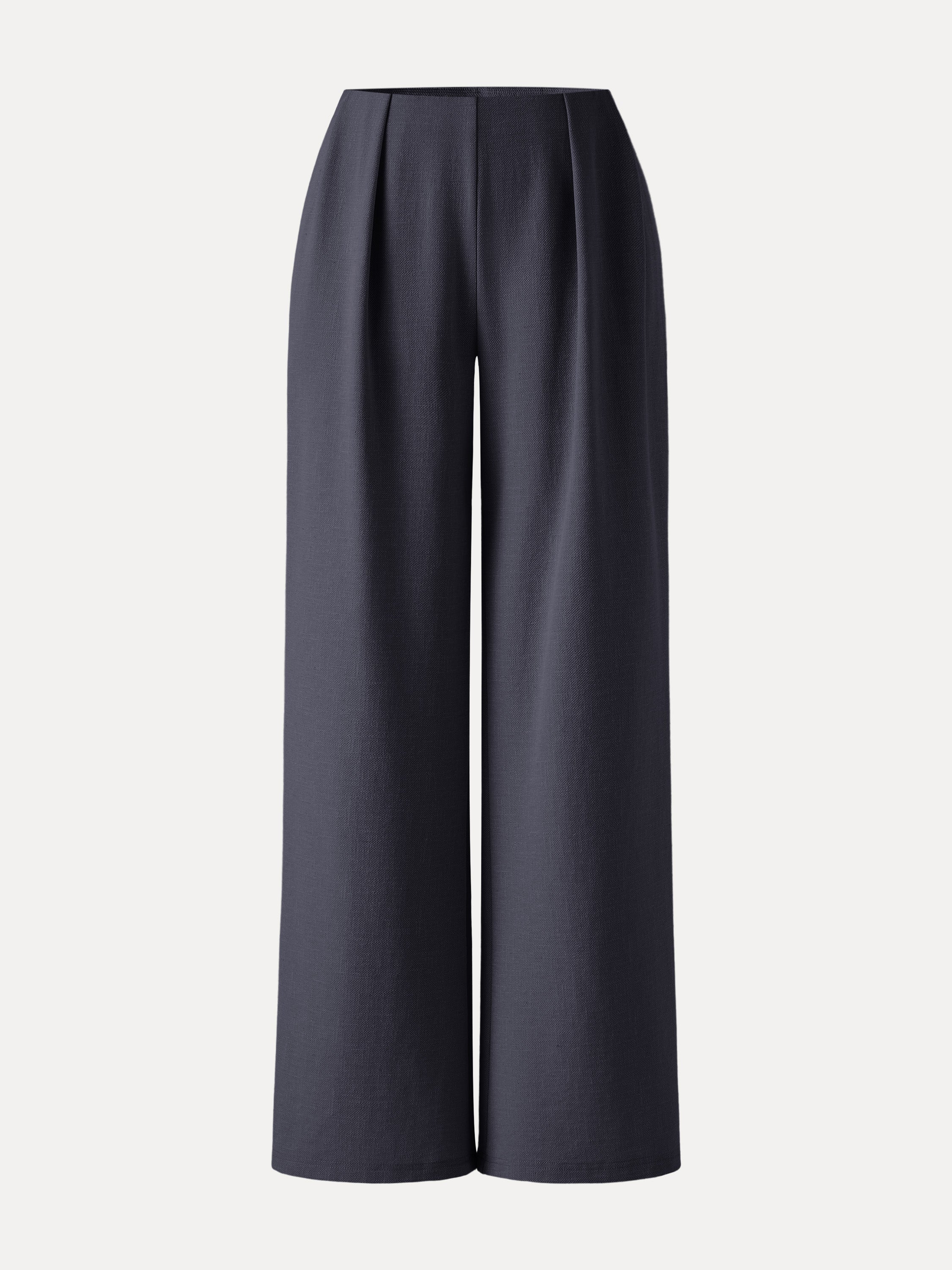 Linen Wide Flare Pant with Pockets - Regular / Black Navy