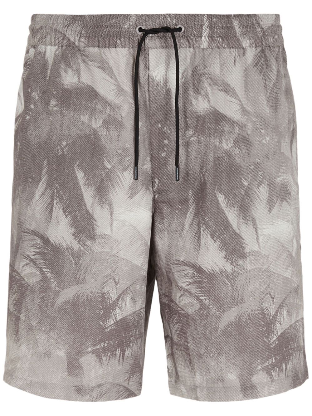 Palm tree-print drawstring track shorts - Brown