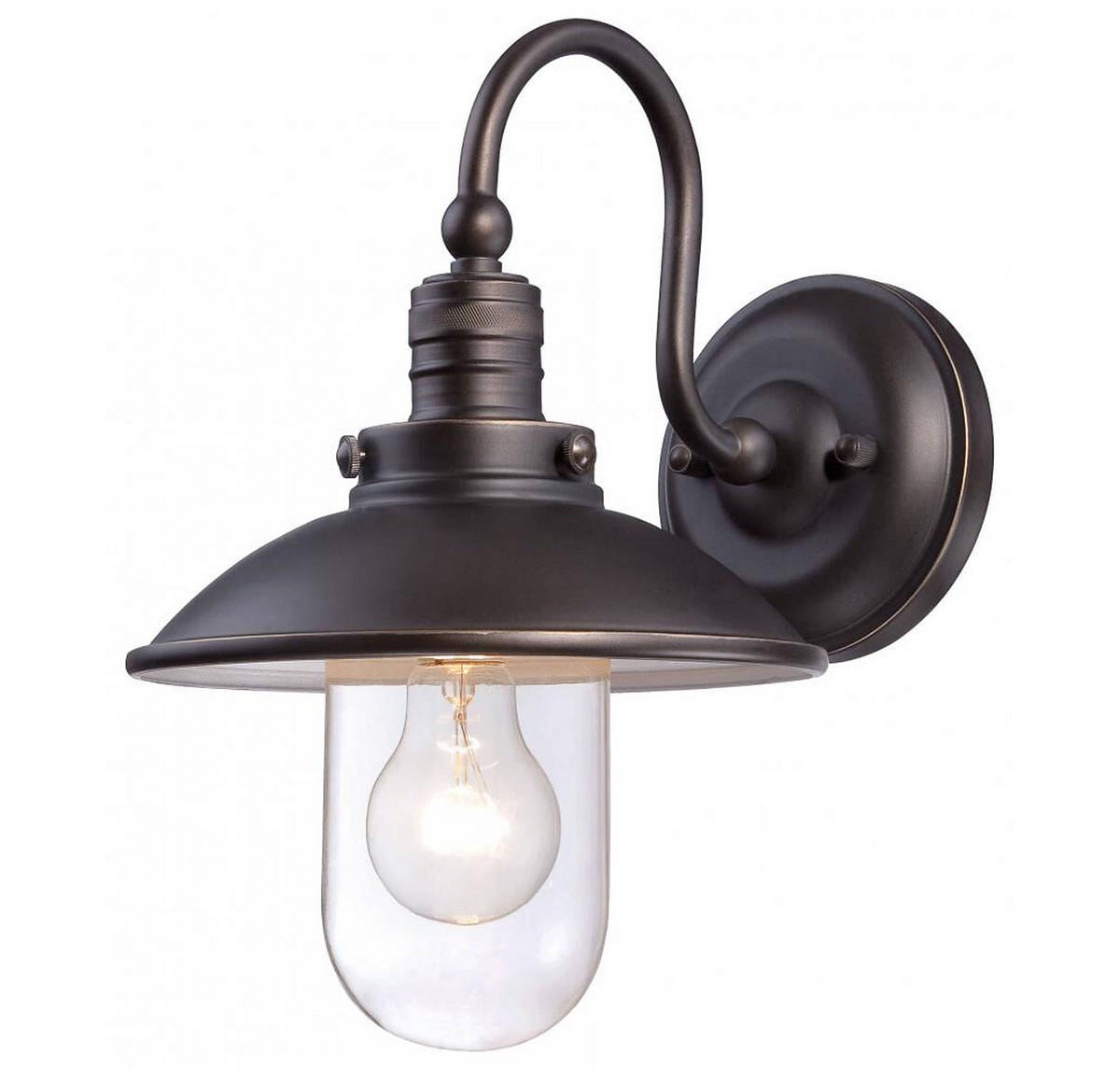 The Great Outdoors Downtown Edison 13" Outdoor Wall Light in Oil Rubbed Bronze with Gold Highlights - 71163-143C