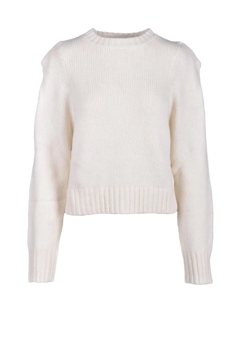 White Crewneck Wool Sweater