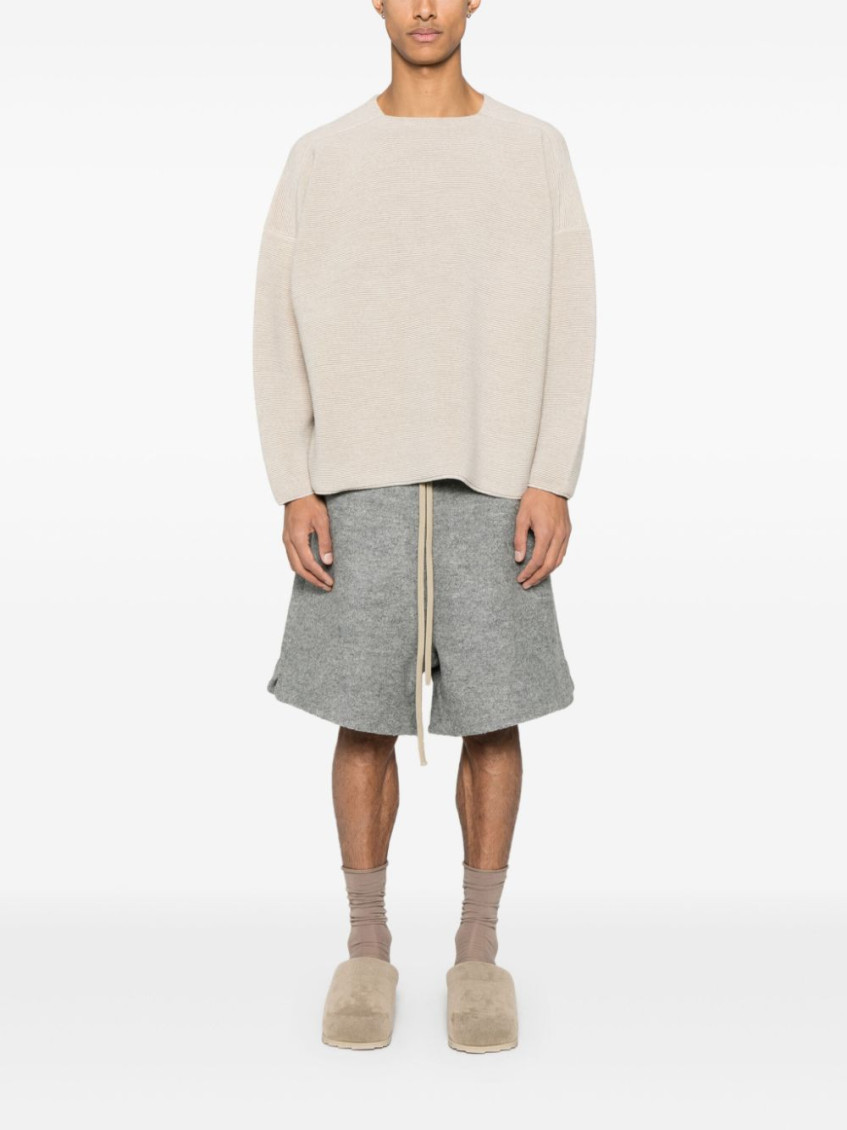 Beige Ottoman straight neck sweater