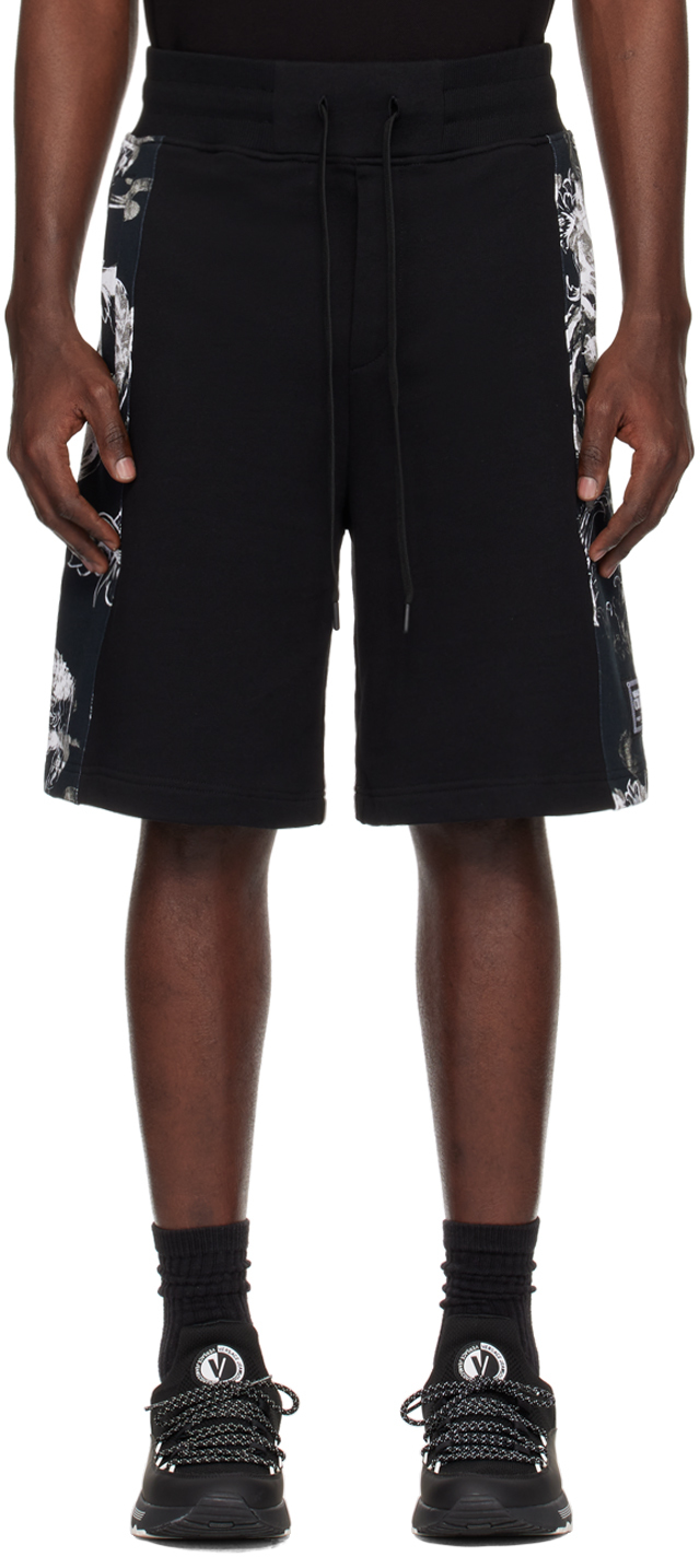 Versace Jeans Couture Black & Gray Watercolor Couture Shorts