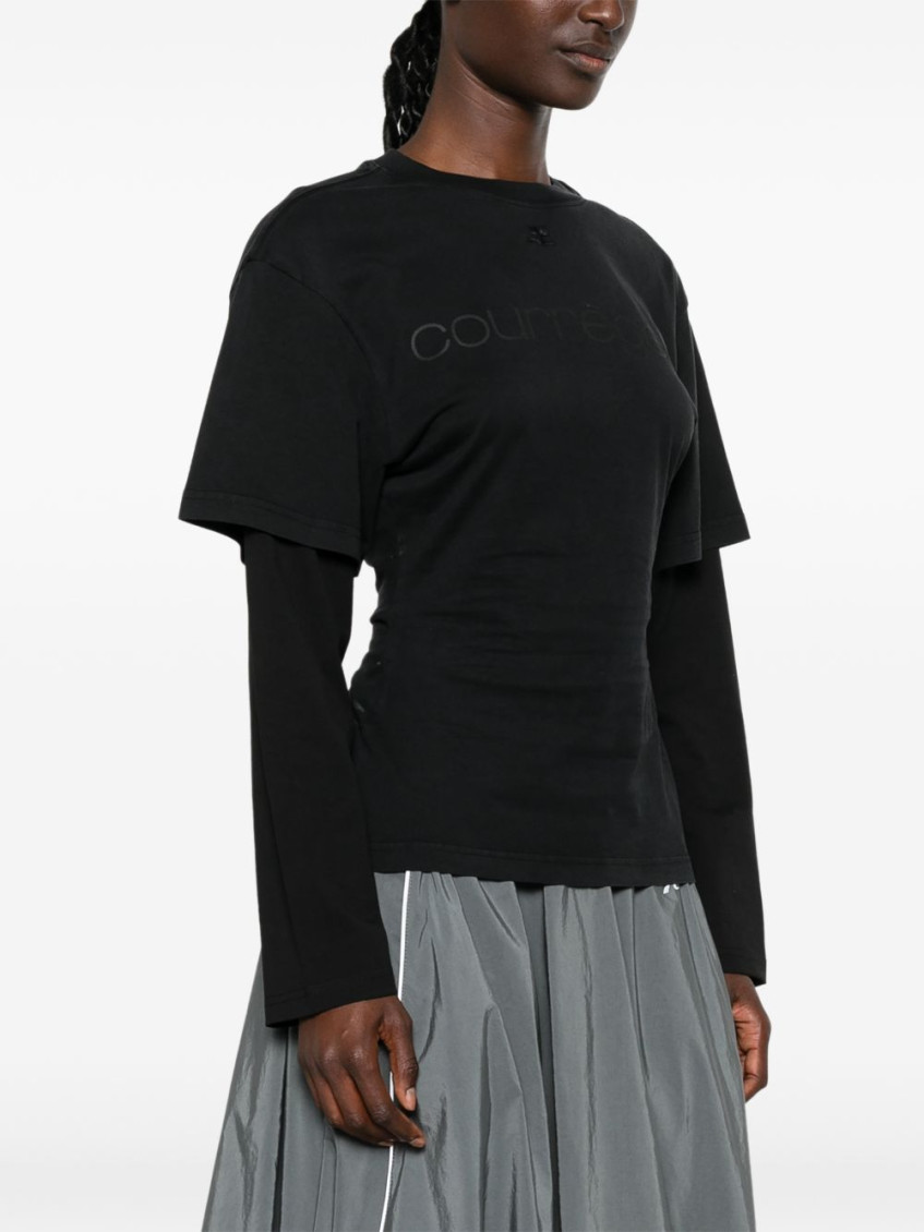 Logo-embroidered Layered T-shirt