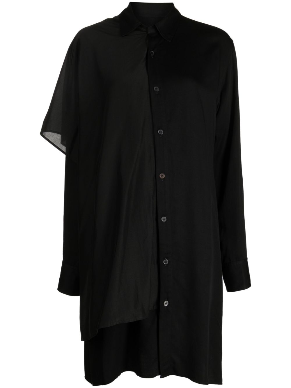 Satin stole shirtdress - Black