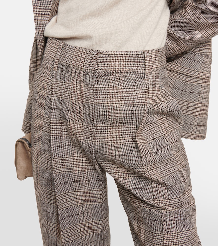 Brunello Cucinelli Checked wool and cotton-blend pants
