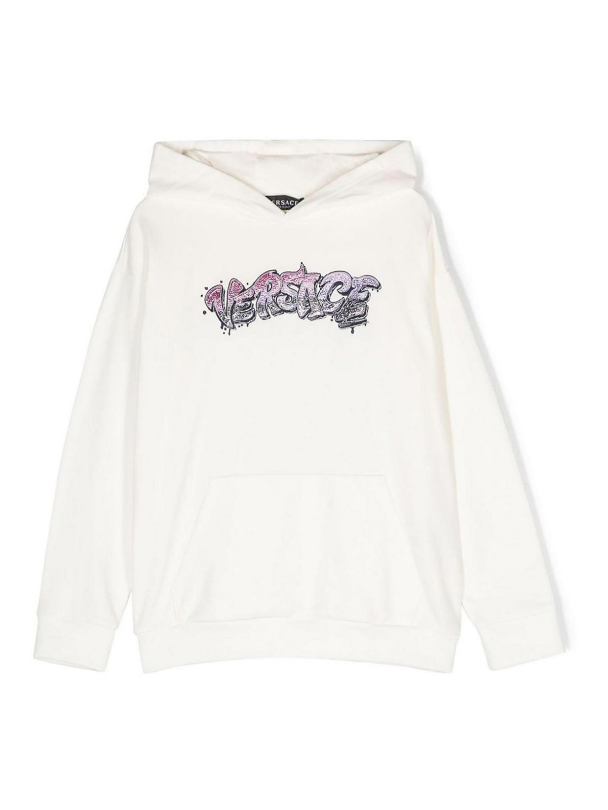 White cotton girl versace hoodie